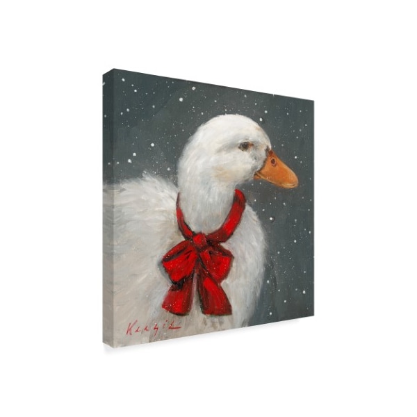 Mary Miller Veazie 'Goose Red Xmas Bow' Canvas Art,35x35